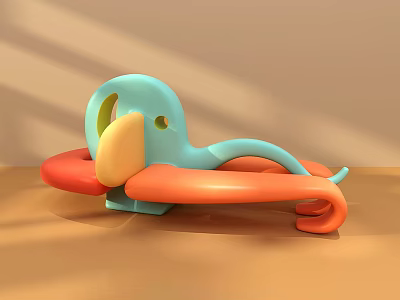 Colorful Octopus Shaped Children's Play Equipment With Turquoise Orange Yellow Details 3d model
