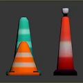 Various Colorful Striped Traffic Cones With Illuminated Design And Stable Base