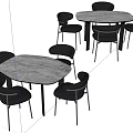 Modern Dining Table And Chairs Set With Marble Top And Black Design 3d model