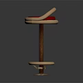 Red Velvet Seat Bar Stool With Golden Metal Frame Wooden Stem And Circular Footrest