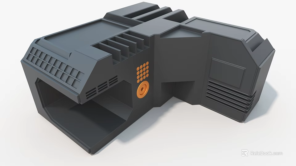 Black Industrial Equipment Featuring Heat Grilles Orange Components And Modular Design 3d model 