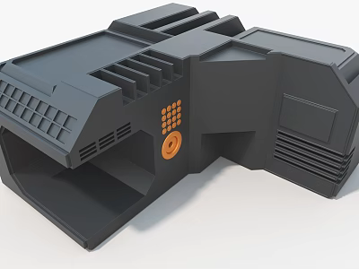 Black Industrial Equipment Featuring Heat Grilles Orange Components And Modular Design 3d model