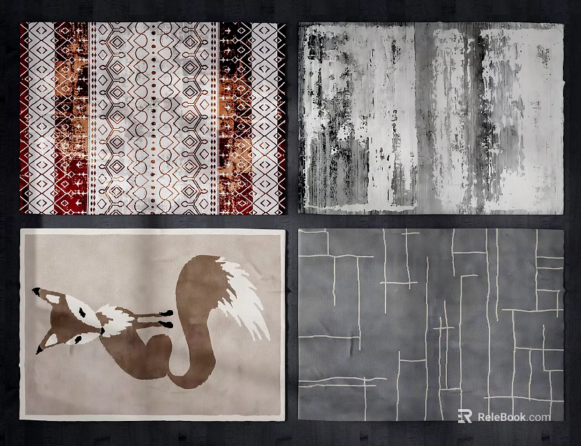 Various Square Rugs With Geometric Patterns Fox Design Abstract Texture And Line Art 3d model