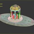 Ornate Gazebo With Columns And Domed Roof On Circular Tiled Platform