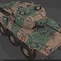 Military Wheeled Tank with Camouflage Paint Turret Cannon and Antenna Detailed Exterior Design