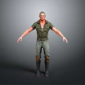 3D Male Character Model Wearing Green Shirt Pants And Brown Boots Standing With Open Arms