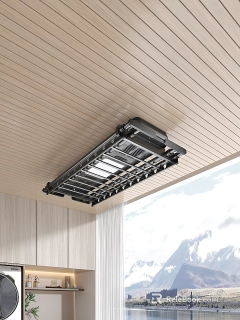Home Appliance Mounted On Wooden Ceiling Indoors 3d model 