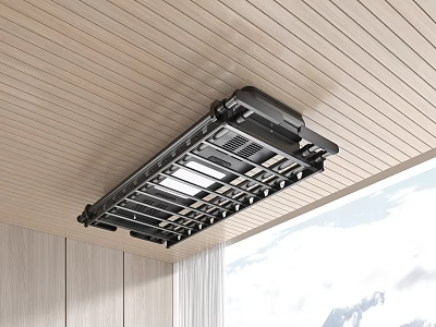 Home Appliance Mounted On Wooden Ceiling Indoors 3d model