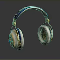 Premium Computer Headphones With Stylish Over Ear Design Gold Accents And Blue Details