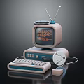 Vintage Computer Setup With Monitor Antenna Keyboard Mouse And Text