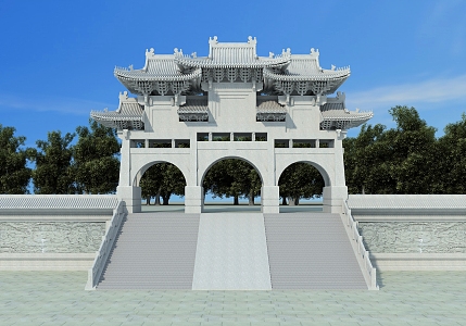 Gujian Gate Mountain Gate Archway 3d model