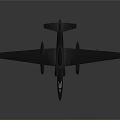 Dark Colored Military Aircraft With Long Wings Twin Engines And Red Tail