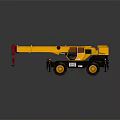 Heavy Duty Yellow Mobile Crane With Extended Boom Red Hook and Large Tires