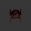 Classic Wooden Double Bed With Carved Posts Red Blanket And Gray Pillow