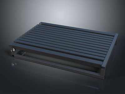 Modern Black Minimalist Stool With Slatted Seat And Simple Functional Design 3d model