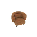 Orange Single Seater Sofa with Textured Fabric Armrests and Gray Legs Modern Design