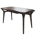 Modern Dining Table with Dark Brown Tabletop and Stylish Curved Legs Design 3d model