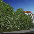 Modern Building Entrance Gate With White Exterior Green Surroundings Road Red Top Logo