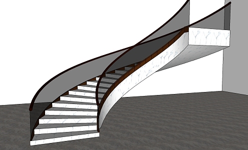 Style Rotating Glass Stairs Villa Stairs Office Building 3d model