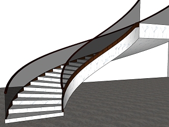 Style Rotating Glass Stairs Villa Stairs Office Building 3d model