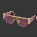 Stylish Pink and Gold Sunglasses with Gold Frame and Reflective Lenses