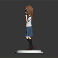 Cartoon Girl Character In Sailor Uniform With Brown Hair On White Base