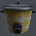 Stylish Kitchen Appliances Two Rice Cookers With Floral Patterns And Gray Lids