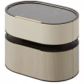 Modern Single Bed With Light And Dark Wood Nightstand And Gold Accents