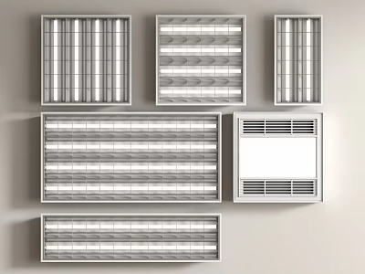 Various Grille Lights With Different Designs And Shapes Displayed On White Background 3d model