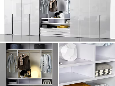 Sleek Modern Wardrobe Interior With Hanging Rods Shelves And Drawers For Organized Clothing Storage 3d model