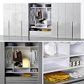 Sleek Modern Wardrobe Interior With Hanging Rods Shelves And Drawers For Organized Clothing Storage