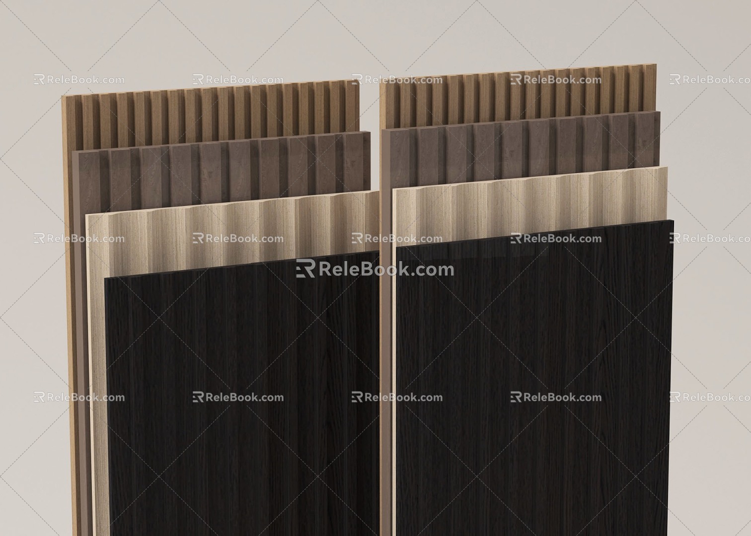 Modern wall panel background wall wave board wood veneer line 3d model