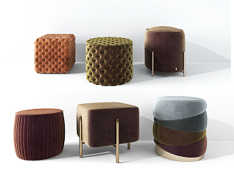 Light Luxury Sofa Stool Foot 3d model