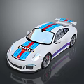 Sports Car With MARTINI Logo And Red White Blue Stripes Racing Exterior Design