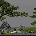Serene Garden Design With Lush Trees Decorative Rocks Green Grass And Small Plants