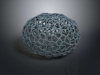 Gray 3D Spherical Object With Intricate Hollow Mesh Structure Design 3d model