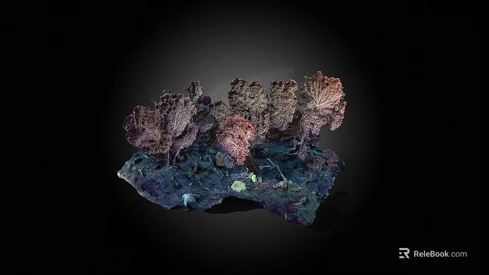 Vibrant Abstract Leaf Sculpture With Metallic Texture On Dark Decorative Base 3d model 
