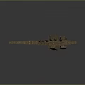 Giant Brown Dinosaur Model With Brick Structure And Spikes On Gray Background