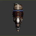 Decorated Brown And White Rhinoceros With Saddle Armor And Flame Decorations