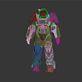 Futuristic Mechanical Warrior Character With Metallic Armor And Detailed Exoskeleton Design
