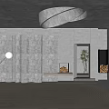 Modern sofa background wall wood veneer background wall hard package background wall 3d model