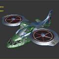 Futuristic Spacecraft Aerial Vehicle With Dual Rotor Design For Space Exploration