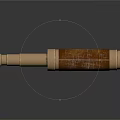 Commercial Equipment Brass Wooden Telescope With Blueprint Patterns On Smooth Reflective Surface