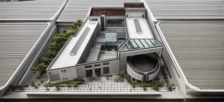 Contemporary Garden Landscape Design With Rooftop Greenery And Glass Architectural Features 3d model 