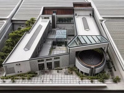 Contemporary Garden Landscape Design With Rooftop Greenery And Glass Architectural Features 3d model