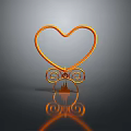 Orange Heart Shaped Metal Clothes Rack With Curved Scroll Base And Reflection