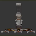 Industrial Crane Structure With Tower Boom Base And Support Wheels