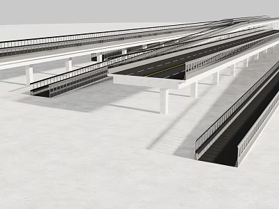 Modern Multi level Transportation Bridge With White Support Structure And Lanes 3d model