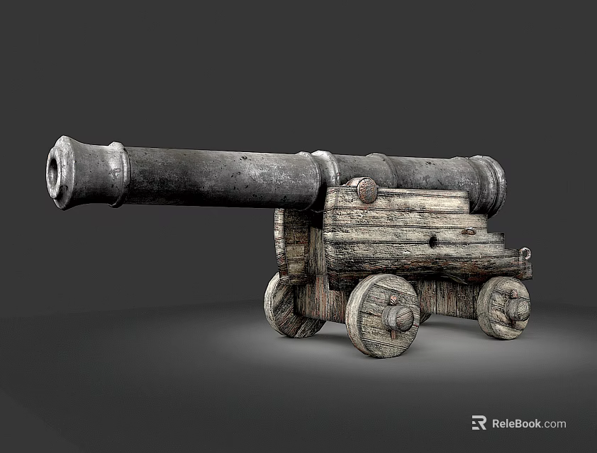 Vintage Historical Cannon With Wooden Carriage And Metal Barrel On Wheels 3d model 