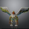 Vibrant Mythical Eagle Creature With Green Yellow Feathers Red Beak And Claws